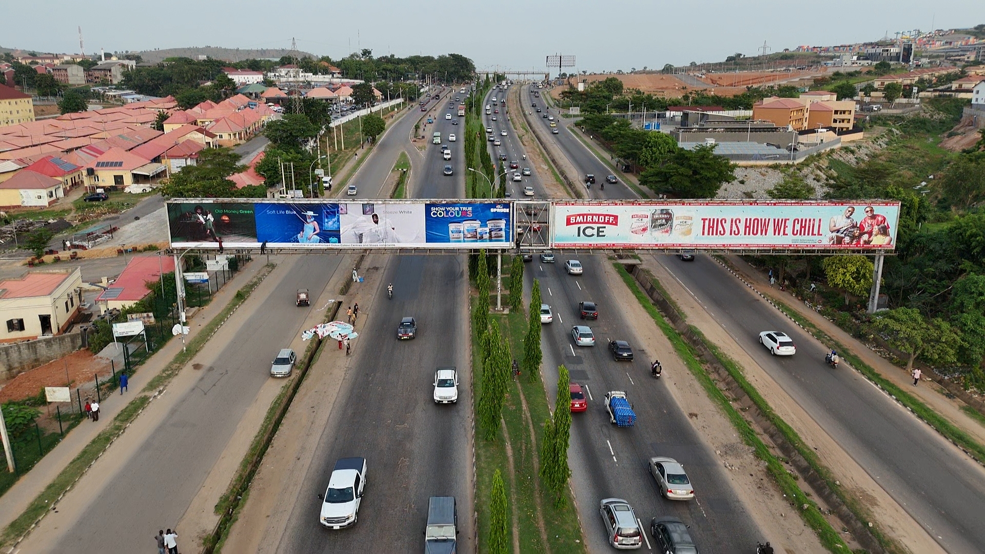 Cocoon billboard structure overlooking Abuja traffic