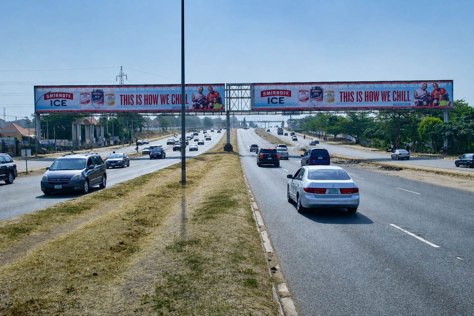 Cocoon billboard structure in an Abuja business district